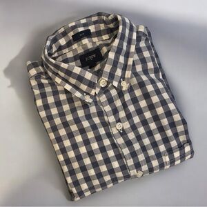 J. CREW Men’s Blue, Grey and White Gingham Shirt. Slim Fit Size Medium